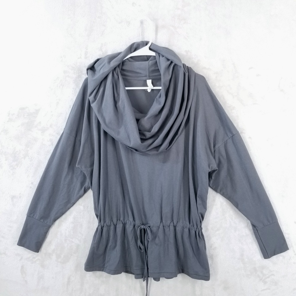 Manduka Ananda Yoga Hoodie Women Large Grey Oversize Cowl Organic Cotton Blend